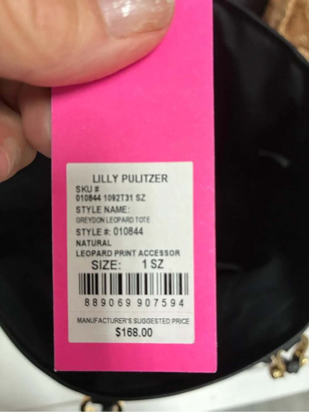 Lilly Pulitzer Leopard Print Tote Bag with Black Trim